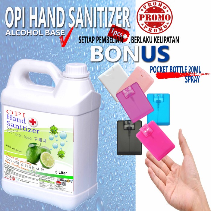 Hand Sanitizer Cair 5 Liter Nipis dll Bonus Botol Saku Cantik Promo berlaku hanya bulan ini saja, ayo buruan sebelum habis periode promo sudah ada izin edar resmi by Oke sabun suplayer