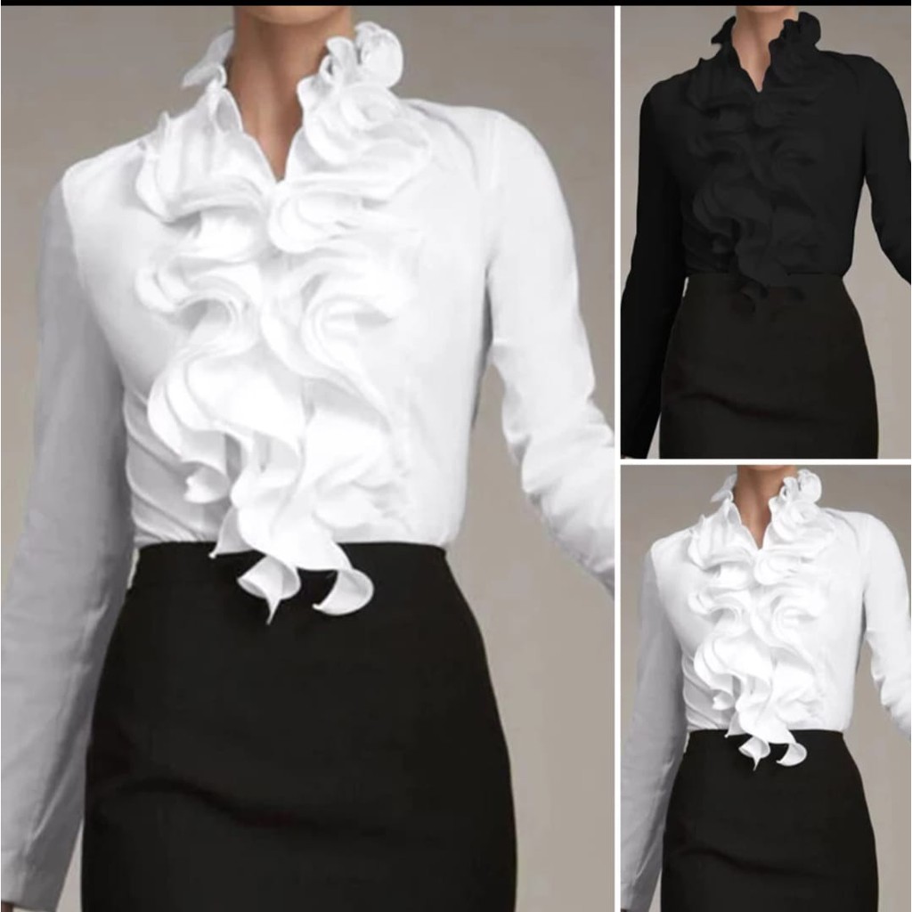 QFS BLOUSE PRETTY WHITE / BLACK / GOOD QUALITY