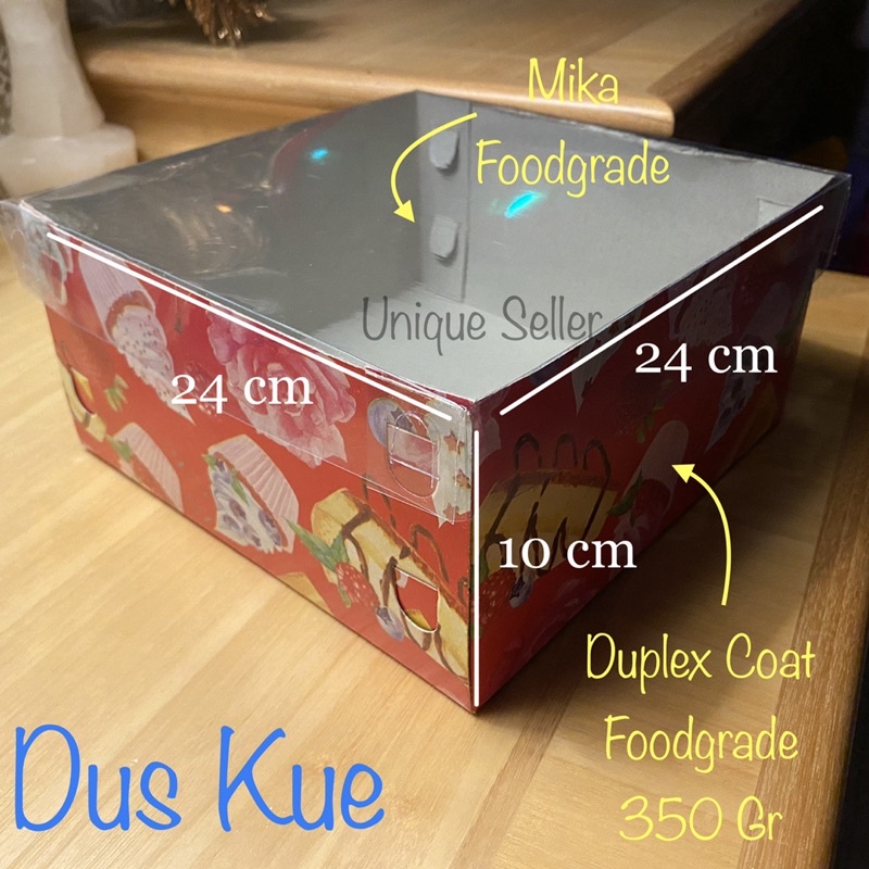 Dus MERAH MOTIF Tutup MIKA 24x24x10 / Dus Box Kotak Nasi Merah 24x24 x 10 cm / Dus Box Kotak Kue Tar