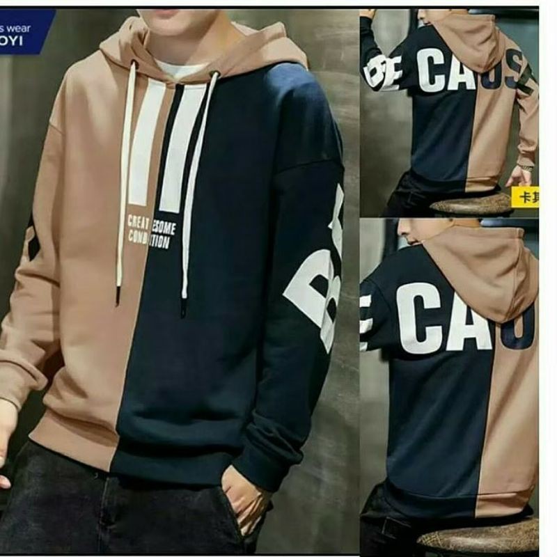 Because Hoodie ~ Jaket Hoodie Pria Korea Style Gaya Santai