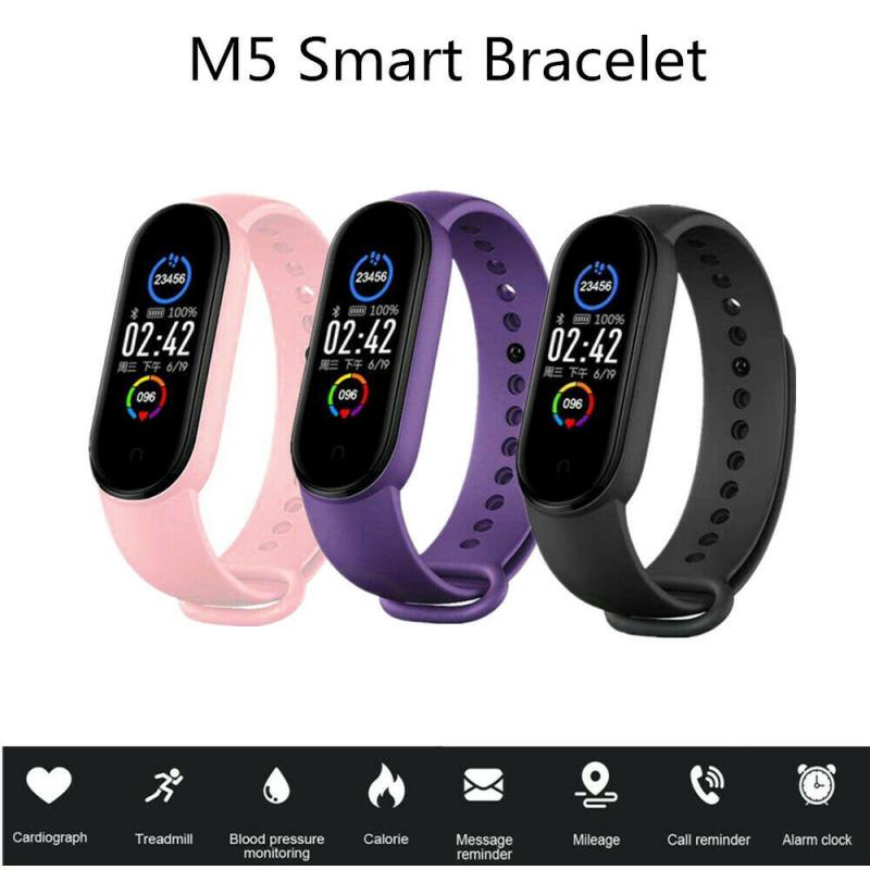 SKMEI M5 Smart Band Smartwatch Jam Pria Wanita Sport Bluetooth Synchronize Smart Phone Jam Pintar Digital Anti Air Waterproof Heart Rate Blood Pressure Oxygen M5 Sync for Android Samsung IOS Xiaomi Mi Band 6 5 4 3 Sport Wristband Silicone Bracelet