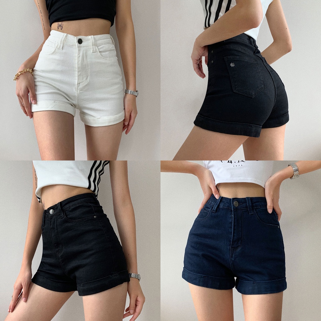 2023 terbaru Hot pants jeans celana jeans stretch wanita high waist celana pendek cewek