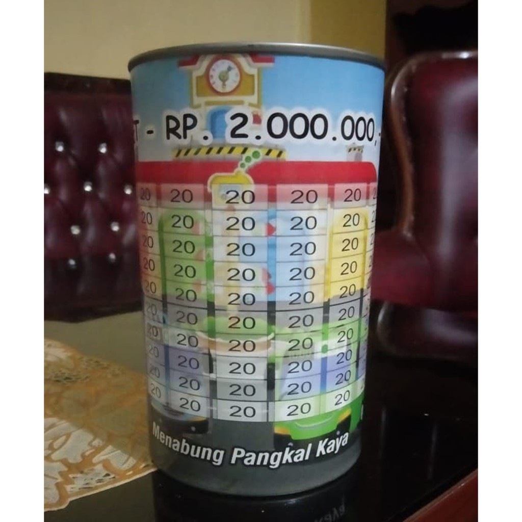 [✅COD] Celengan Tabungan Target Viral Kaleng Buka Tutup Unik Custom Karakter Nabung Anak Murah-2 JUTA (20K)