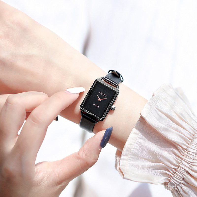 GUOUJam Tangan Wanita Sederhana Anggun Rhinestone Sabuk Jam Tangan Wanita Eropa dan Amerika Watch Ta