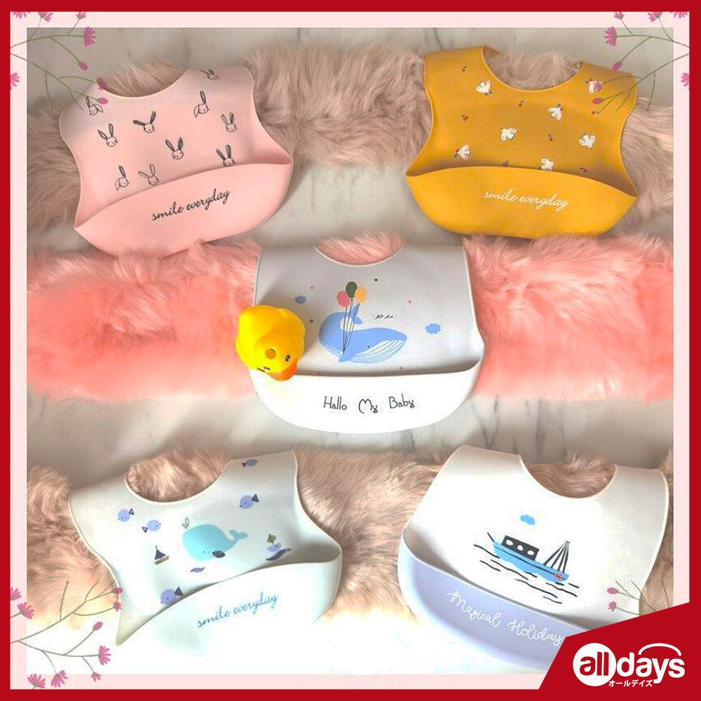 Alldays ~ Children Silicone Bib / Celemek Bayi Tahan Air Lembut, Aman, dan Nyaman