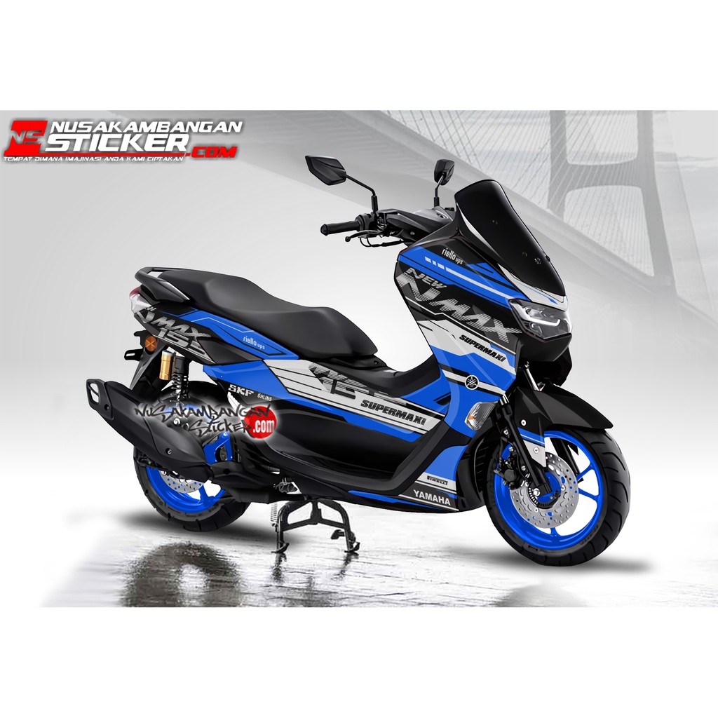 Decal Sticker Yamaha All New N Max 2020 Hitam biru muda Supermaxi