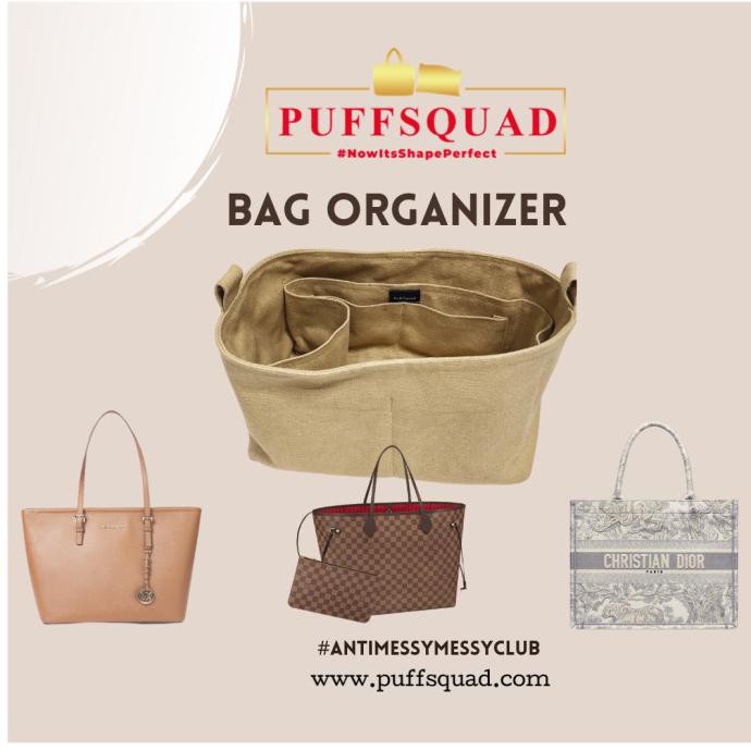 Produk Unggulan Bag Organizer Puff Squad Tote Bag - Lv Neverfull/Lv Speedy/Goyard - Pink Sale!!!