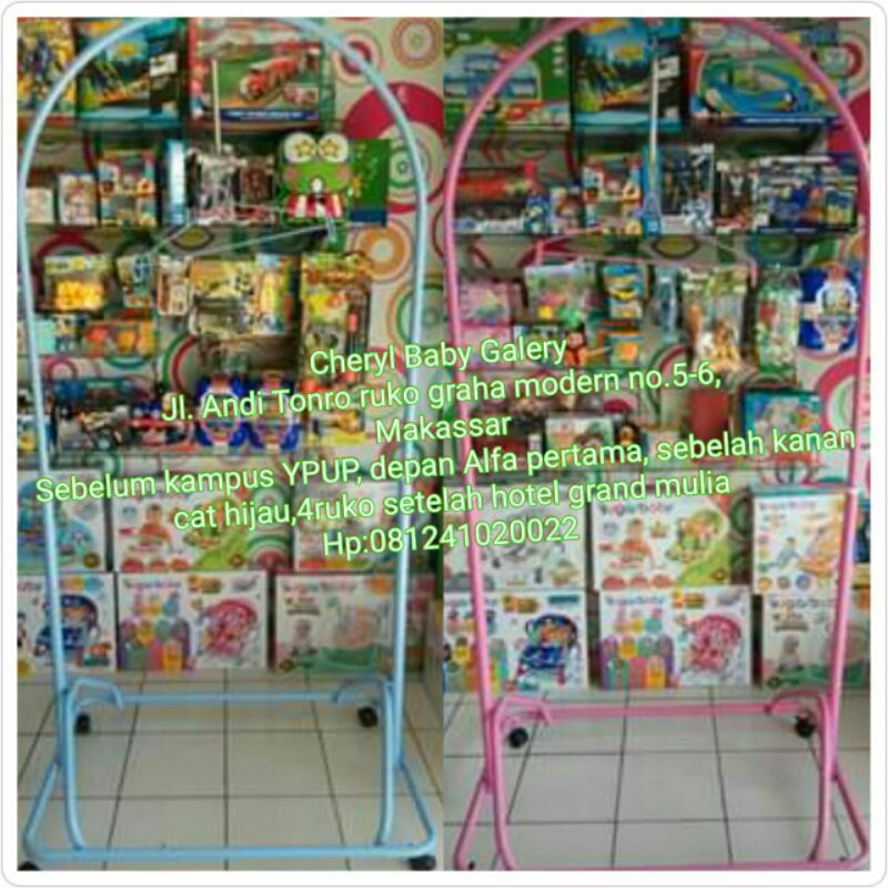 Tiang Ayunan Bayi Portable Warna Biru dan Pink Malaysia