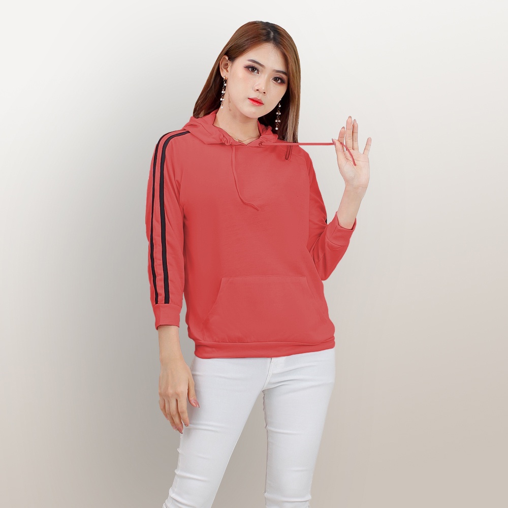 Sweater hoodie wanita Gaya Jumper Korea variasi list di tangan model terbaru - XSHOP Afshin