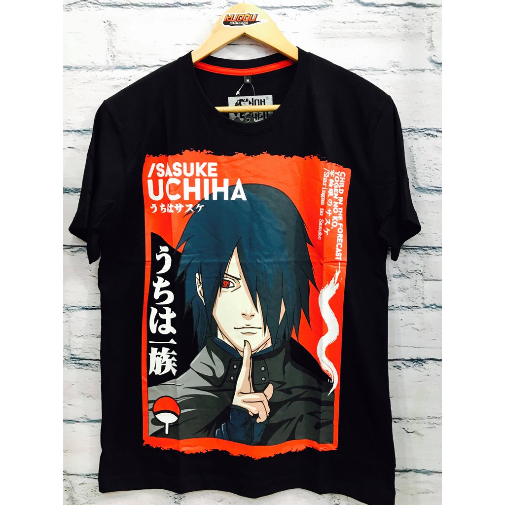 Kaos Hitam Unisex Desain Ninja Pedang Mantan Pejuang Klan Sharingan Anime Jepang Sasuke Gaiden Stree
