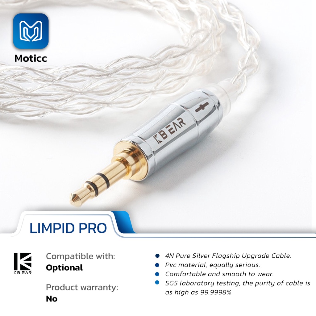 KBEAR Limpid Pro 8 Core 99.998% Pure Silver Cable Upgrade Cable