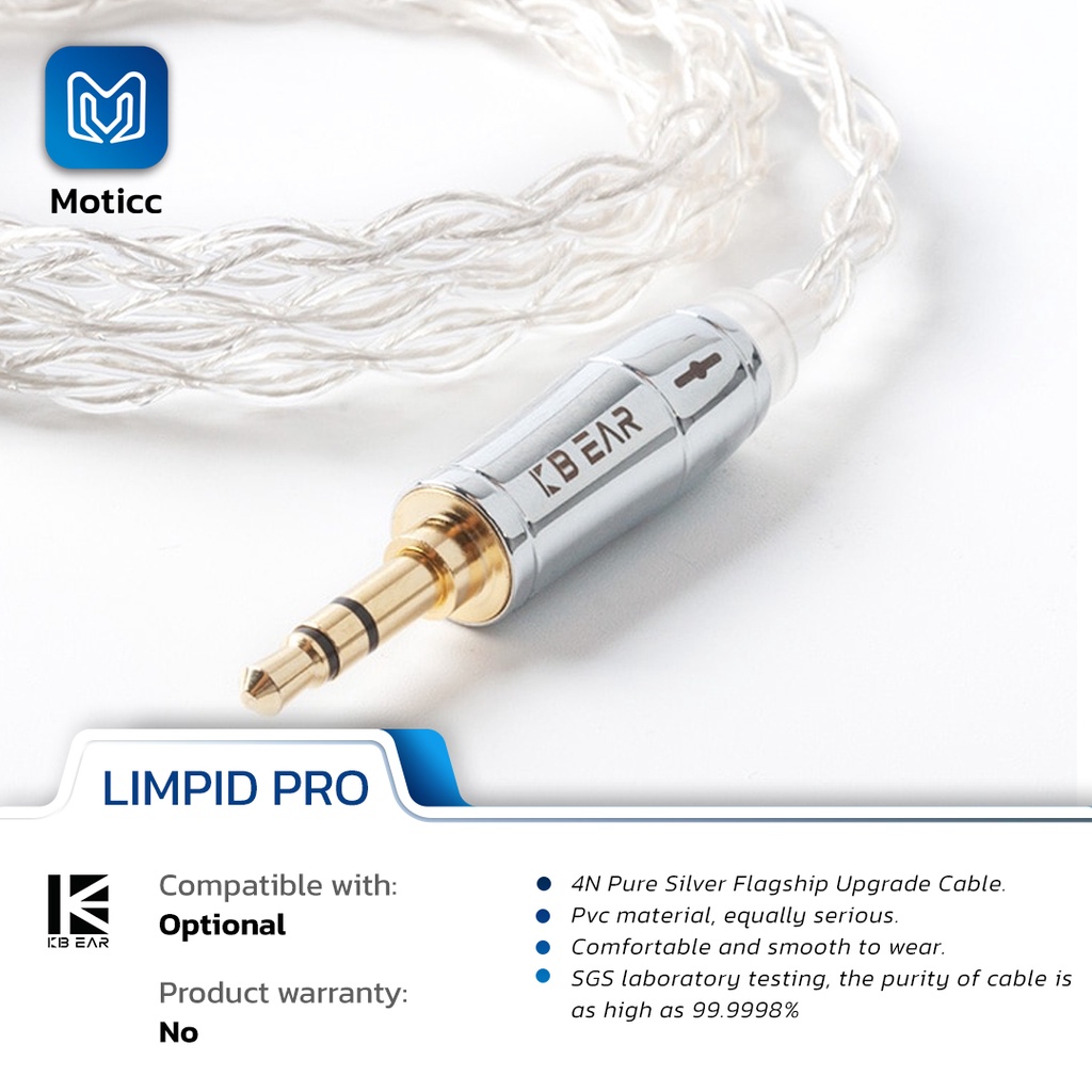 KBEAR Limpid Pro 8 Core 99.998% Pure Silver Cable Upgrade Cable