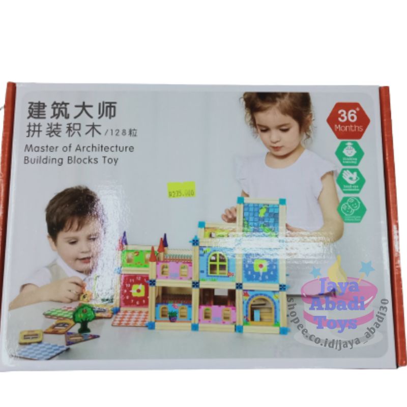 Mainan Block Puzzle Rumah Bahan Kayu Import Bagus Aman SNI