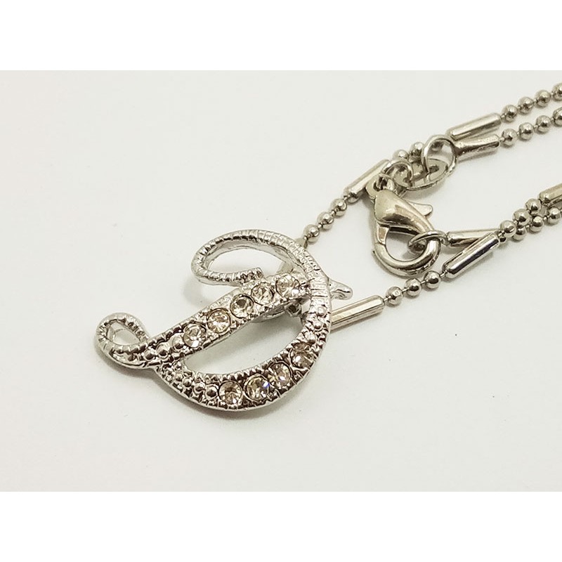 VeE Kalung Liontin Huruf Abjad D Kristal Swarovski