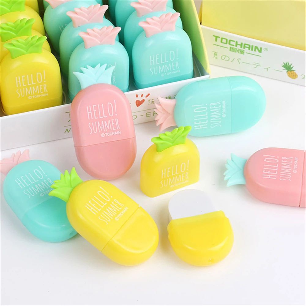 ELEGANT Creative Rubber Eraser Cartoon Correction Supplies Pineapple Eraser Mini Eraser Cute Students Stationery Kids Gift Office Eraser School Supplies