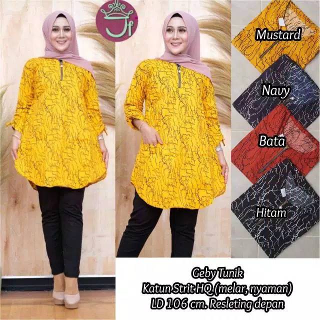 Tunik abstrak katun stretch @85K