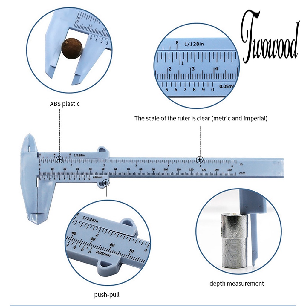 Twowood Jangka Sorong Vernier Caliper Alat Ukur Vernier Caliper Skala Presisi Profesional