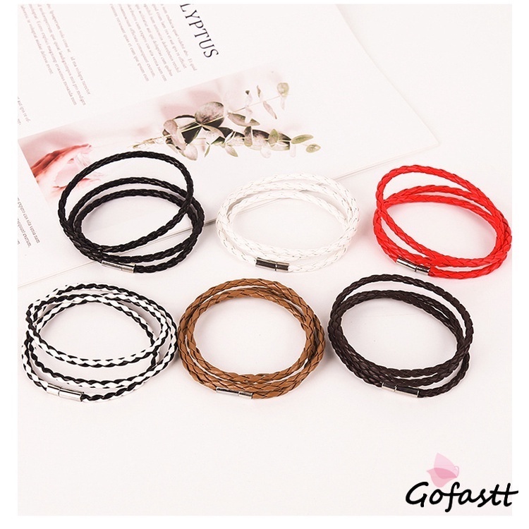 Gelang Korea Multi-layer Jalinan Twist Bracelet Tali Kulit Gelang G