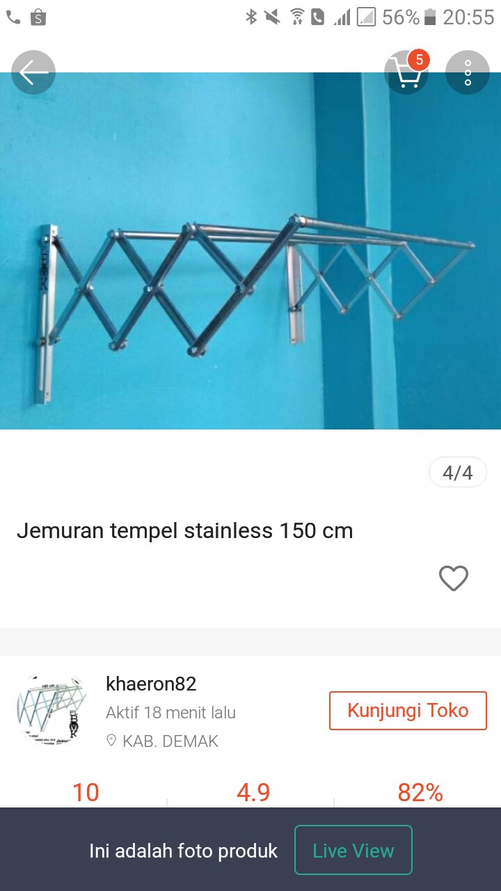 Jemuran Tempel Stainless 150 Cm