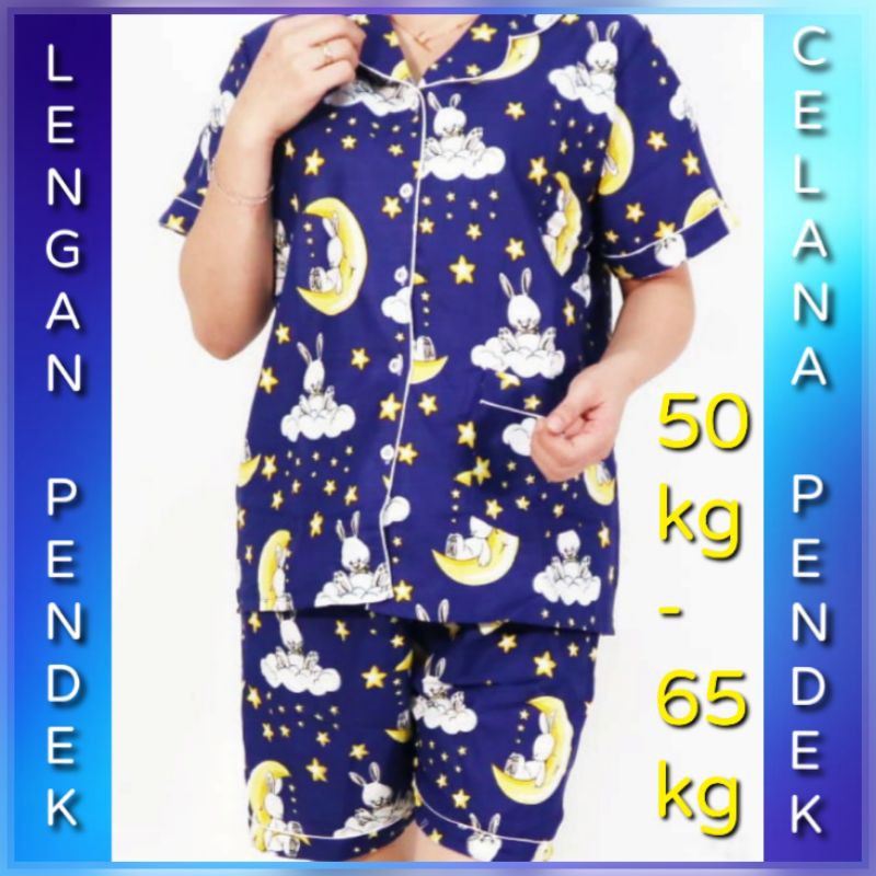 STAR MOON PIYAMA STELAN/SET COUPLE baju tidur dewasa bahan katun jepang karakter