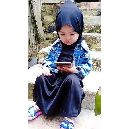 Jaket Jeans Anak Perempuan + Gamis Anak Set Jeans Viral 1-8 Tahun