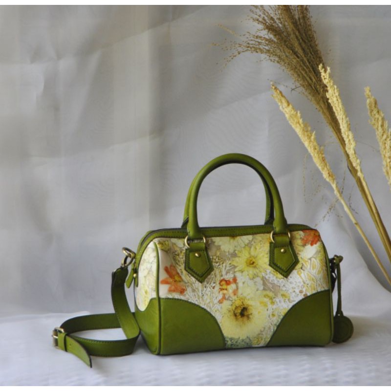 Speedy Bag Ecoprint - Tas Kulit Wanita Ecoprint by Kluiklui