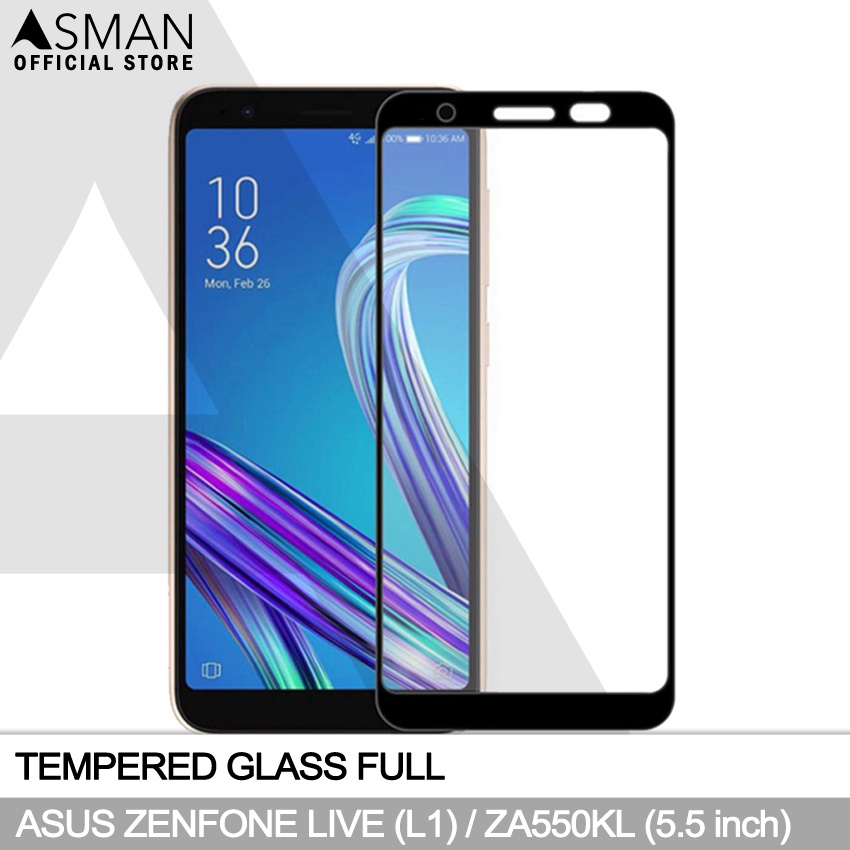 Tempered Glass Full Asus Zenfone Live L1 (5.5&quot;) | Anti Gores Kaca - Hitam