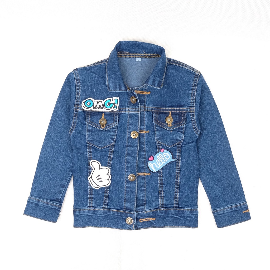 CARVA ORIGINAL JAKET JEANS ANAK DENIM LAKI LAKI PEREMPUAN JAKET BAYI OMG SERIES BORDIR BIOWASH  REAL PICT