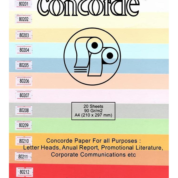 

KERTAS CONCORDE 90 GR/M2 UK A4 KODE 192