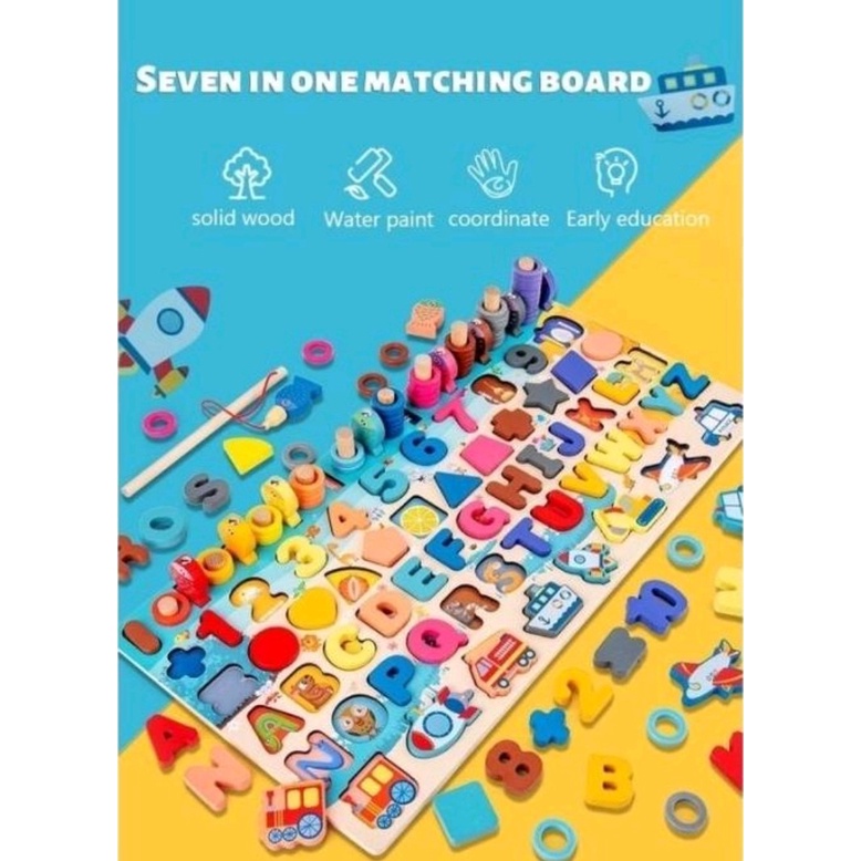 MULTIFUNCTION 7 IN 1 LEARNING BOARD - MAINAN EDUKASI ANAK MONTESSORI - BC