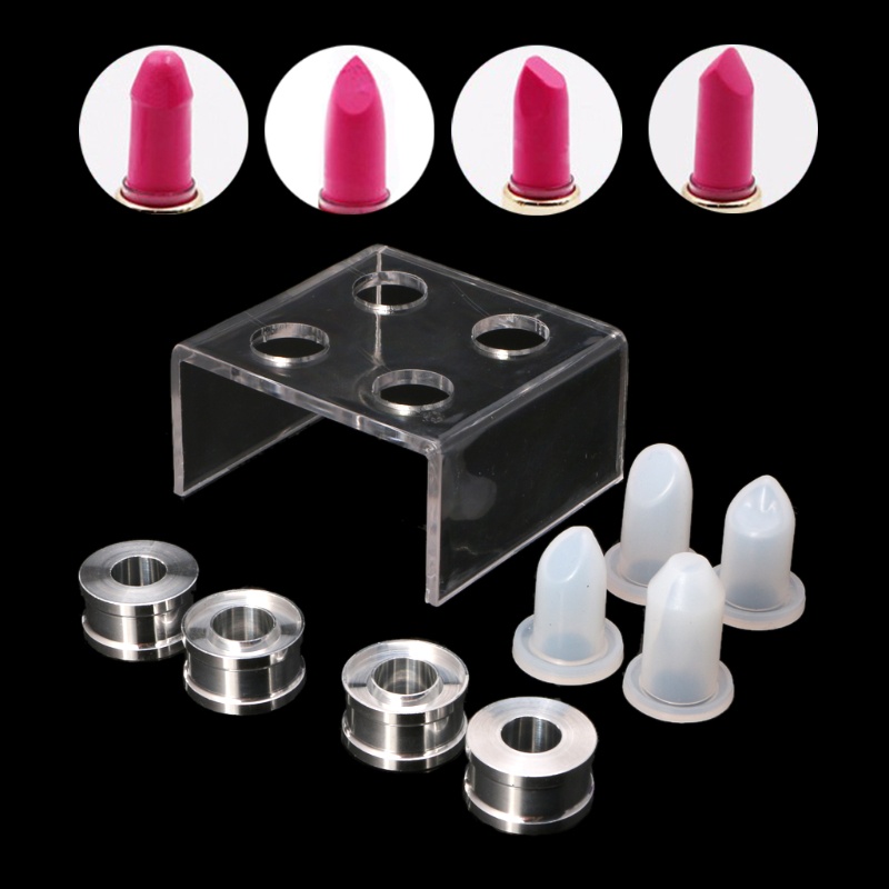 SIY  9PCS Silicone Lipstick Mold Mould with Metal Ring and Stand Set for DIY Lipstick