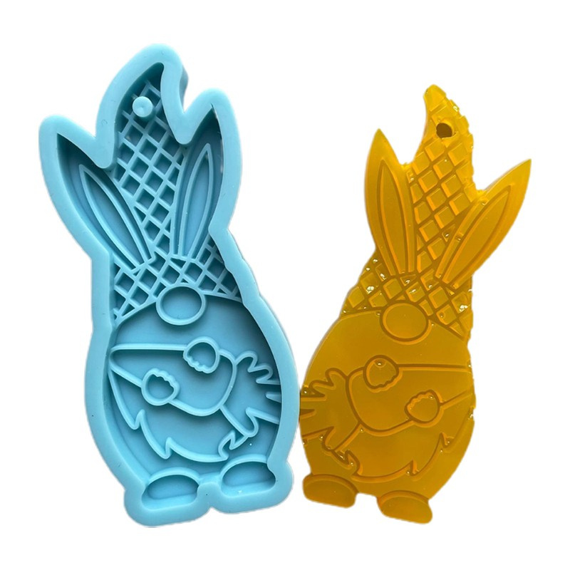 Glitter DIY Crafts Jewelry Epoxy Resin Mold Dwarf Rabbit Keychain Pendant Silicone Mould