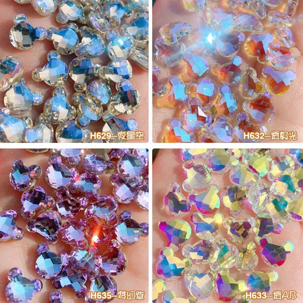 MXBEAUTY Nail Art Rhinestones Colorful Sparkly Multi Section Ornaments Aurora Symphony Mickey Kepala Kristal Bor DIY Perhiasan Kuku