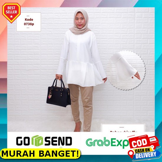 Gzb Fashion Baju Kemeja Wanita Lengan Panjang Terbaru / Kem Alenya Blouse/ Hem Polos Katun Cewek / O