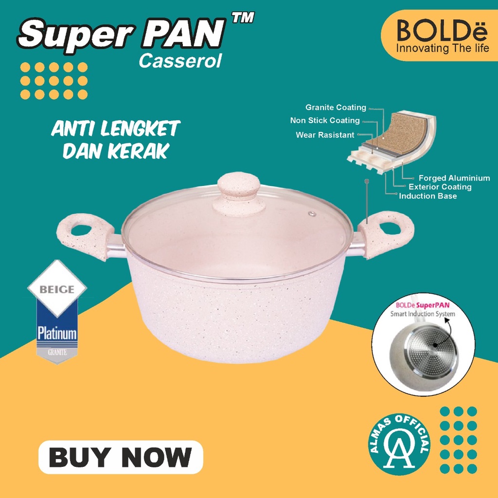 Panci Penggorengan Pan Bolde Masak Super Peralatan Maxim Perlengkapan Teflon Casserole Lid Original