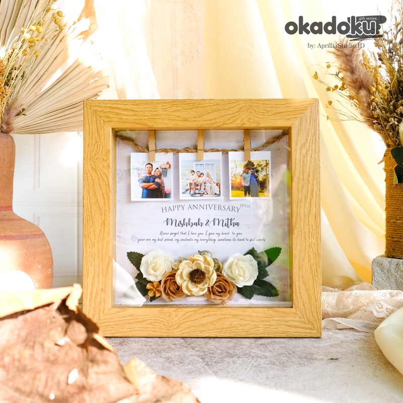 KADO PERNIKAHAN NAURA ZAHRA, FRAME BINGKAI CUSTOM FOTO UKURAN 20x20 CM