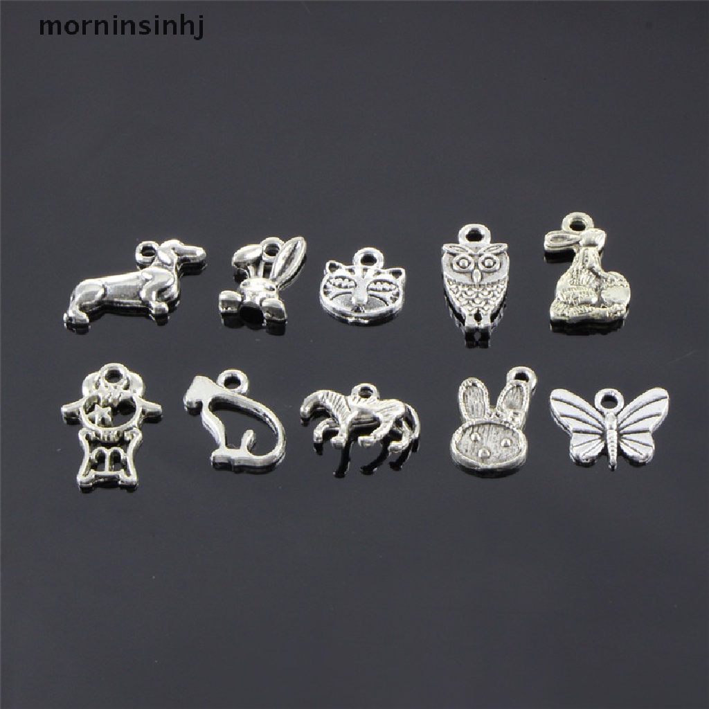 Mornin 100pcs Liontin Bentuk Hewan Warna Silver Model Retro Untuk Wanita