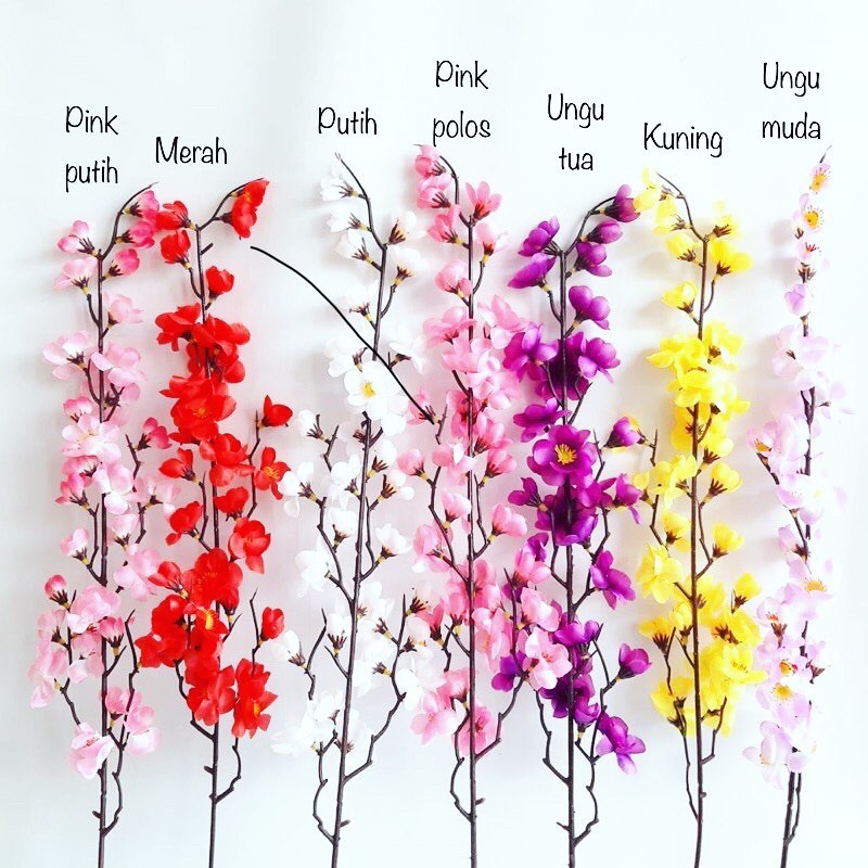 BUNGA SAKURA tangkai panjang 70cm - bunga artificial hiasan rumah home decor shabby grosir murah-oranye