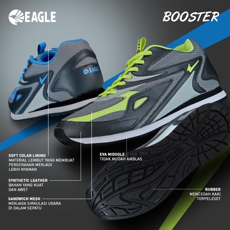 BOOSTER ~ SEPATU OLAHRAGA LARI RUNNING EAGLE ORIGINAL BOSTER