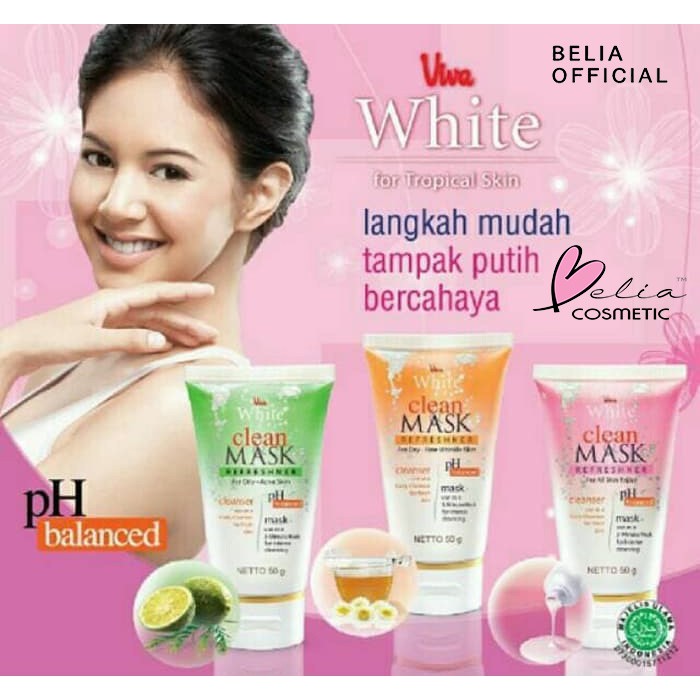 ❤ BELIA ❤ Viva White Clean Mask Refreshner Face Cleanser / Masker 50g