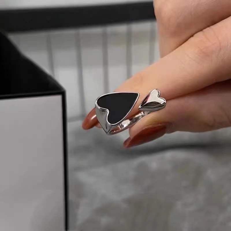 7pcs Cincin Korea Hitam Gaya Punk Cincin Jari Warna Hitam Gaya Vintage Untuk Wanita-Won