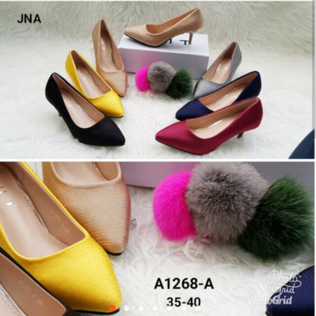 sepatu heels TMT (Timoti) satin polos 1268-A