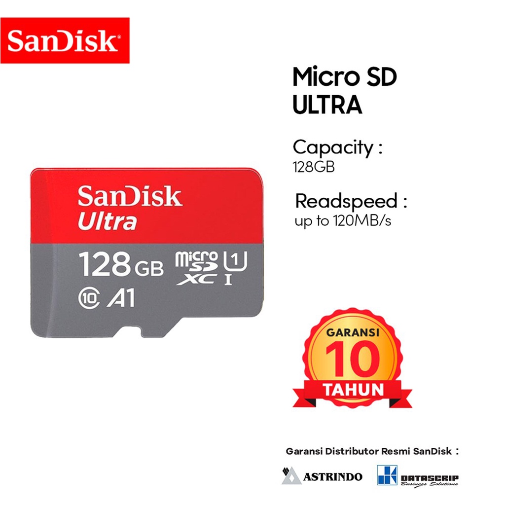 Sandisk Ultra Micro SD 128GB 120Mbps A1 MicroSDHC MicroSD Memory Card