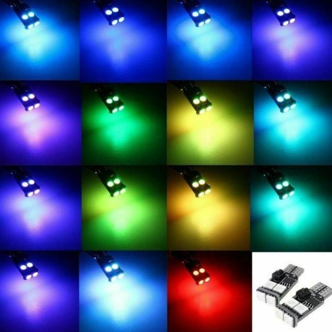 JUAL Lampu Senja 14 Mode Standby Strobo LED T10 5050 6 Mata RGB 7 Warna .