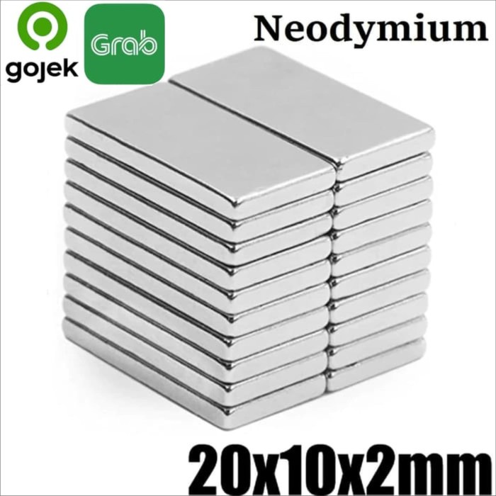 Set Magnet Super Neodymium Kepingan Persegi Kotak Ndfeb 20 X 10 X 2 Mm 5f2550