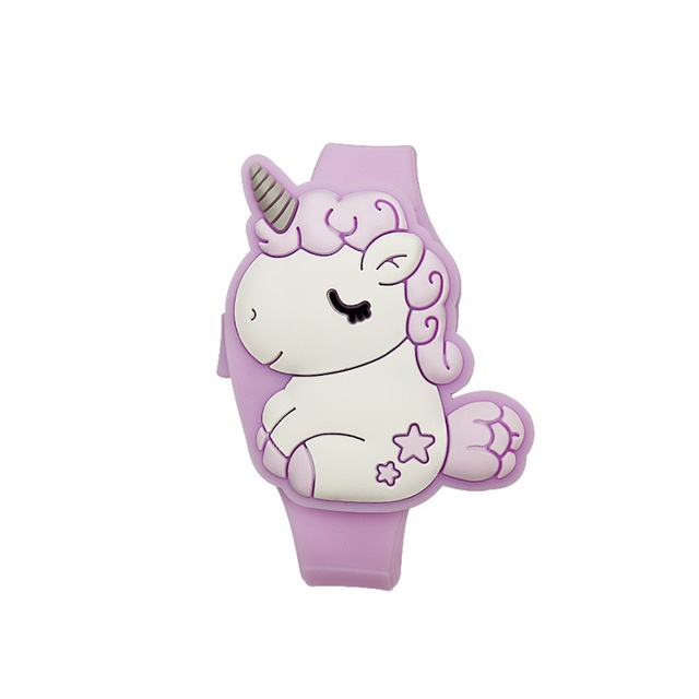 Jam Tangan Anak Desain Unicorn Dengan Lampu LED Bahan Silikon