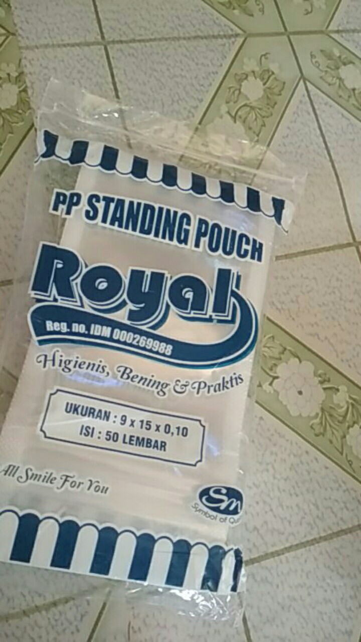 Pp Standing Pouch Royal 9x15 Isi 50 Lbr / Zipper / Plastik Klip Double Seal