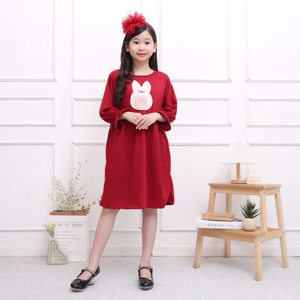 Dress Tunik Anak Perempuan Fashion Korea Lengan Panjang 3-15 Tahun