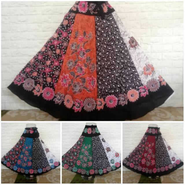 Rok Klok Bunga Batik Print Warna Colet Kelir Panjang Bawahan Kebaya Cantik