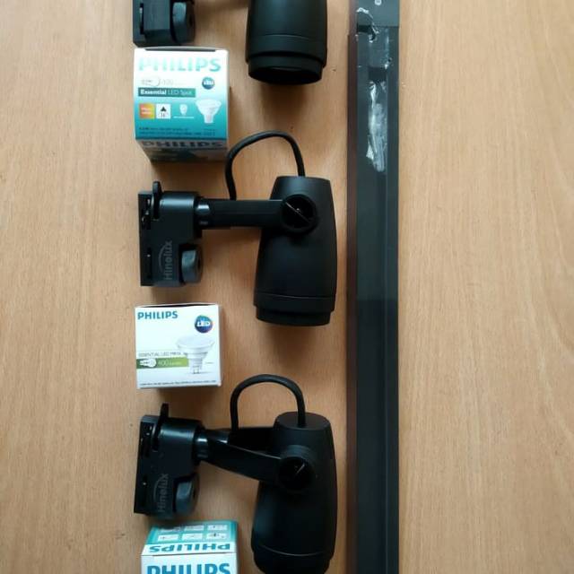 Paket murah lampu rel hinolux 2set lampu LED PHILIPS 1 rel komplit